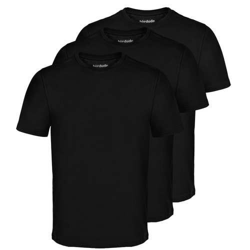 Bigdude – 3er-Pack schlichte T-Shirts in Schwarz, große Größen